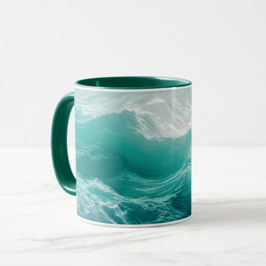Teal Ocean Waves Abstract Dream  マグカップ (正面左)
