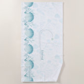 Teal Oceanic Pearls Personalised Beach Towel ビーチタオル (正面)