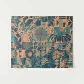 Teal Orange abstract  タペストリー (正面(横))