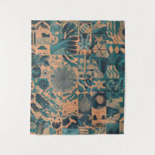 Teal Orange abstract  タペストリー (正面)