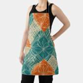 Teal, Orange, and Tan Abstract Flowers エプロン (インサイチュ)