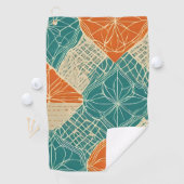 Teal, Orange, and Tan Abstract Flowers ゴルフタオル (インサイチュ)