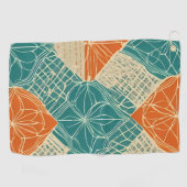 Teal, Orange, and Tan Abstract Flowers ゴルフタオル (横)