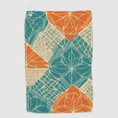 Teal, Orange, and Tan Abstract Flowers ゴルフタオル (正面)
