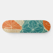 Teal, Orange, and Tan Abstract Flowers  スケートボード (横)