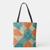 Teal, Orange, and Tan Abstract Flowers トートバッグ (裏面)