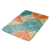 Teal, Orange, and Tan Abstract Flowers  バスマット (アングル)