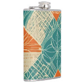 Teal, Orange, and Tan Abstract Flowers フラスク (右)