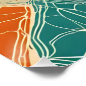 Teal, Orange, and Tan Abstract Flowers ポスター (コーナー)