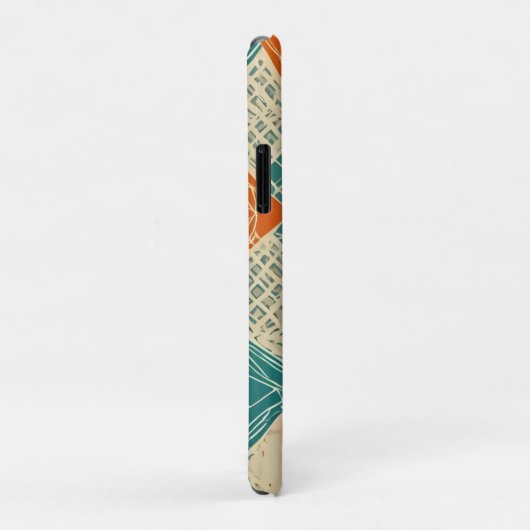 Teal, Orange, and Tan Abstract Flowers  Case-Mate iPhoneケース (裏面/右)