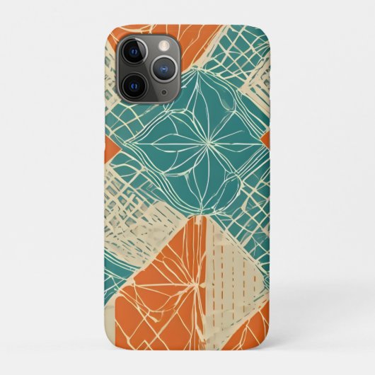 Teal, Orange, and Tan Abstract Flowers  Case-Mate iPhoneケース (裏)