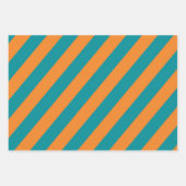 Teal, Orange, and White Chevron & Stripe Patterns ラッピングペーパーシート (正面3)