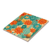 Teal Orange Desert Cactus Bloom タイル (側面)