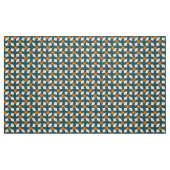 Teal Orange Floral Grid Poplin Fabric ファブリック (ファットクウォーター)