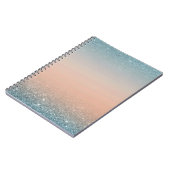 Teal & Orange Notebook with Blue Glitter ノートブック (左側)
