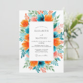 Teal Orange Vivacious Summer Wedding 招待状 (スタンド正面)