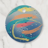 Teal, Orange, Yellow & Coral Bright Brushstroke フェイバータグ (裏面)