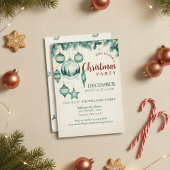  Teal Ornament Christmas Party Invitation Art 招待状