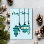 Teal Ornaments Christmas カード