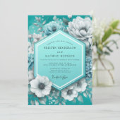 Teal Painterly Anemone Wedding 招待状 (スタンド正面)