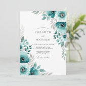 Teal Painterly Flourish Wedding 招待状 (スタンド正面)
