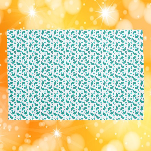 Teal Paisley Floral Pattern 枕カバー