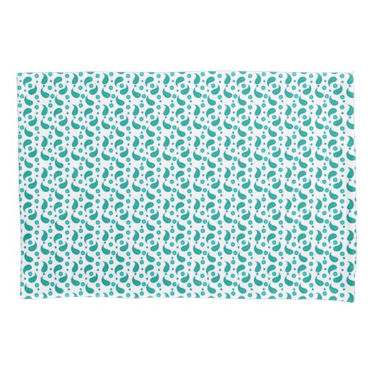 Teal Paisley Floral Pattern 枕カバー (正面)