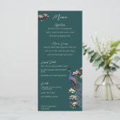 Teal Peacock Hand-Drawn Wedding Menu メニュー (スタンド正面)