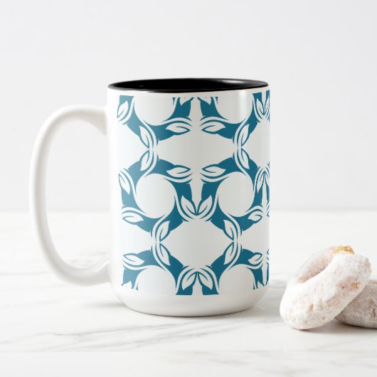 Teal Petal Modern Geometric ツートーンマグカップ (ドーナツ)