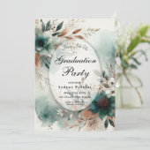 Teal Petals in Bronze Bloom Graduation Party 招待状 (スタンド正面)