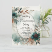 Teal Petals in Bronze Bloom Housewarming Party 招待状 (スタンド正面)