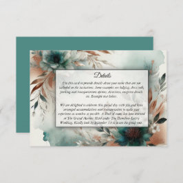 Teal Petals in Bronze Bloom Wedding エンクロージャーカード