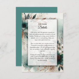 Teal Petals in Bronze Bloom Wedding エンクロージャーカード