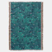 Teal Pine Branches With White Snowflakes スローブランケット (正面縦)