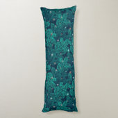 Teal Pine Branches With White Snowflakes ボディピロー (裏面 (縦))
