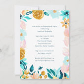 Teal Pink Gold Watercolor Floral Engagement Party 招待状 (正面)
