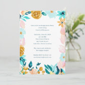 Teal Pink Gold Watercolor Floral Engagement Party 招待状 (スタンド正面)