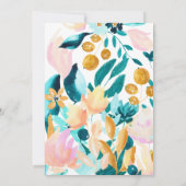 Teal Pink Gold Watercolor Floral Engagement Party 招待状 (裏面)