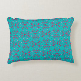 Teal Pink Retro Floral Accent Pillow アクセントクッション