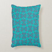 Teal Pink Retro Floral Accent Pillow アクセントクッション (正面(垂直))