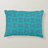Teal Pink Retro Floral Accent Pillow アクセントクッション (裏面)