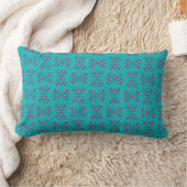 Teal Pink Retro Geometry Pillow ランバークッション (ブランケット)