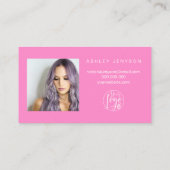 Teal pink script photo logo order thank you 名刺 (裏面)