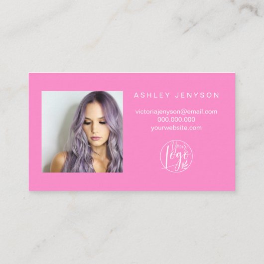 Teal pink script photo logo order thank you 名刺 (裏面)