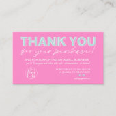Teal pink script photo logo order thank you 名刺 (正面)
