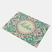 Teal & Pink Spring Garden  ドアマット (アングル)