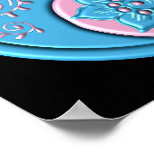 Teal & Pink Yin Yang ポスター (角)