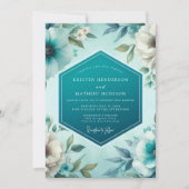 Teal Polished Spring Wedding 招待状 (正面)