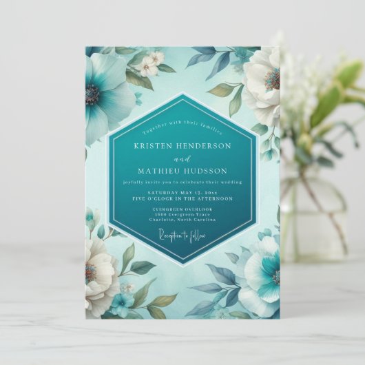 Teal Polished Spring Wedding 招待状 (スタンド正面)