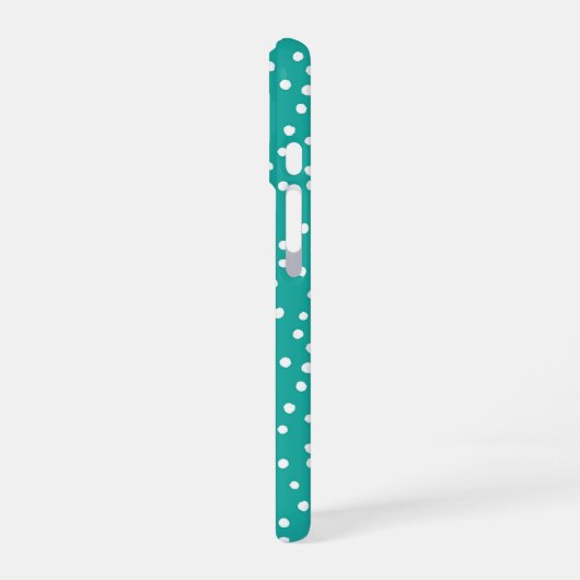Teal Polka Dot Pattern Phone Case iPhone 16ケース (左側面)